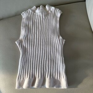 Garage Cream Stretchy Ribbed Knit Top sleeveless mock neck women’s Small